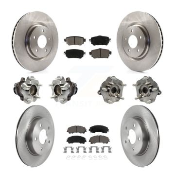 Front Rear Hub Bearings Disc Brake Rotors And Ceramic Pads Kit (10Pc) For Nissan Rogue KBB-126767