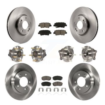 Front Rear Hub Bearings Disc Brake Rotors And Ceramic Pads Kit (10Pc) For Hyundai Sonata KBB-126770