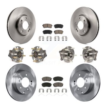 Front Rear Hub Bearings Disc Brake Rotors And Ceramic Pads Kit (10Pc) For Hyundai Sonata KBB-126771