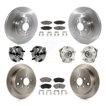 Front Rear Hub Bearings Disc Brake Rotors And Ceramic Pads Kit (10Pc) For Subaru Impreza KBB-126776