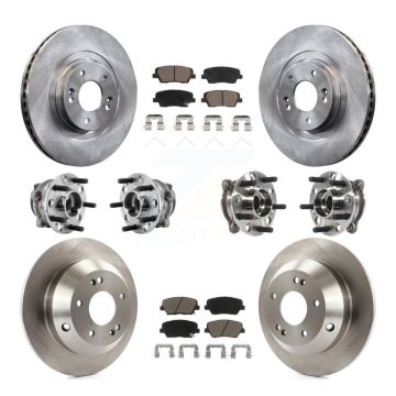 Front Rear Hub Bearing Disc Brake Rotor And Pads Kit (10Pc) For 2016-2020 Kia Sorento FWD KBB-126779
