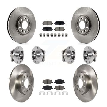 Front Rear Hub Bearing Disc Brake Rotors And Ceramic Pads Kit (10Pc) For Jeep Compass AWD KBB-126782