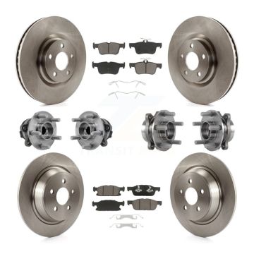 Front Rear Hub Bearings Disc Brake Rotors And Pads Kit (10Pc) For 2015-2018 Ford Edge FWD KBB-126789