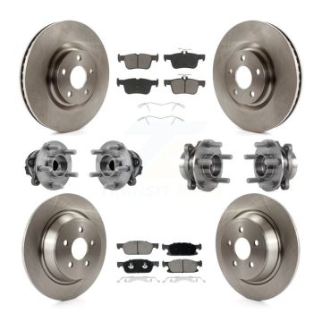 Front Rear Hub Bearings Disc Brake Rotors And Pads Kit (10Pc) For Lincoln Continental FWD KBB-126790