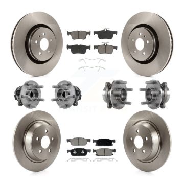 Front Rear Hub Bearings Disc Brake Rotors And Pads Kit (10Pc) For Lincoln Continental FWD KBB-126791