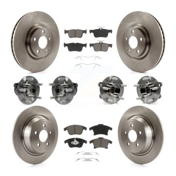 Front Rear Hub Bearing Brake Rotor & Pads Kit (10Pc) For Ford Police Responder Hybrid SSV KBB-126793