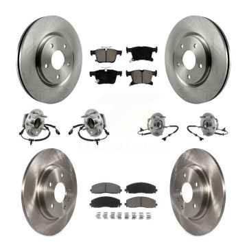 Front Rear Hub Bearing Disc Brake Rotor And Ceramic Pads Kit (10Pc) For Chrysler Pacifica KBB-126808