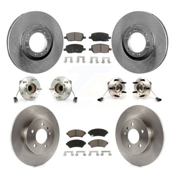 Front Rear Hub Bearing Brake Rotor Pads Kit (10Pc) For 2005 Pontiac Montana 3 Hole Flange KBB-126809