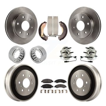 Front Rear Hub Bearings Disc Brake Rotors And Pads Shoes Kit (10Pc) For GMC Sierra 1500 KBB-126816