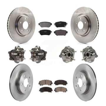 Front Rear Hub Bearing Disc Brake Rotor And Semi-Metallic Pad Kit (10Pc) For Nissan Rogue KBB-126818