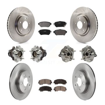 Front Rear Hub Bearing Disc Brake Rotor And Semi-Metallic Pad Kit (10Pc) For Nissan Rogue KBB-126819