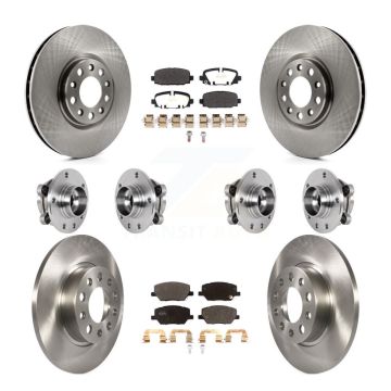 Front Rear Hub Bearing Assembly Disc Brake Rotor And Pads Kit (10Pc) For Jeep Compass AWD KBB-126823