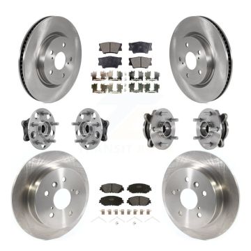 Front Rear Hub Bearing Disc Brake Rotor And Semi-Metallic Pad Kit (10Pc) For Toyota Camry KBB-126827
