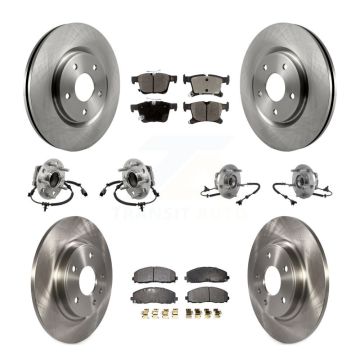 Front Rear Hub Bearing Assembly Disc Brake Rotor And Pad Kit (10Pc) For Chrysler Pacifica KBB-126831