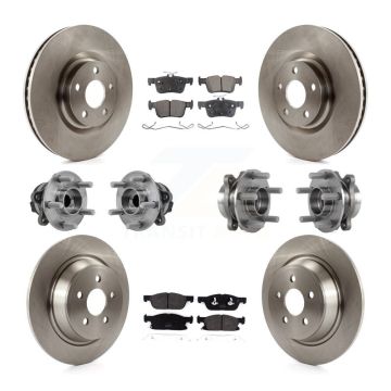 Front Rear Hub Bearings Disc Brake Rotors And Pads Kit (10Pc) For Lincoln Continental FWD KBB-126840