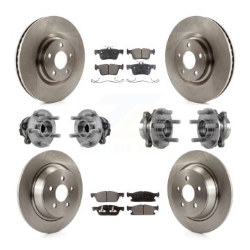 Front Rear Hub Bearings Disc Brake Rotors And Pads Kit (10Pc) For 2015-2018 Ford Edge FWD KBB-126844