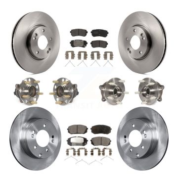 Front Rear Hub Bearings Assembly Disc Brake Rotors And Pads Kit (10Pc) For Hyundai Sonata KBB-126846