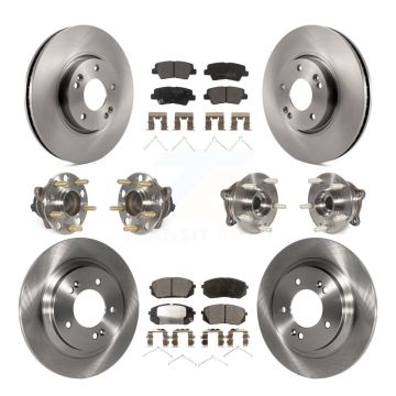 Front Rear Hub Bearings Assembly Disc Brake Rotors And Pads Kit (10Pc) For Hyundai Sonata KBB-126847