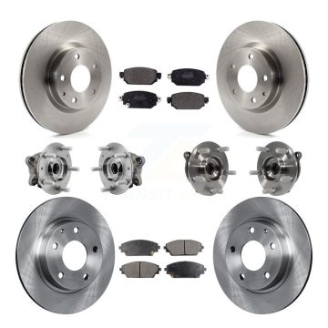 Front Rear Hub Bearing Disc Brake Rotors And Pads Kit (10Pc) For 2019-2021 Mazda CX-3 AWD KBB-126852