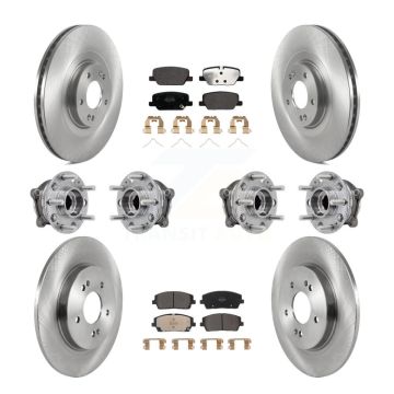 Front Rear Hub Bearing Brake Rotor Pads Kit (10Pc) For Hyundai Palisade Kia Telluride AWD KBB-126859
