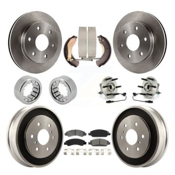 Front Rear Hub Bearings Disc Brake Rotors And Pads Shoes Kit (10Pc) For GMC Sierra 1500 KBB-126870