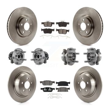 Front Rear Hub Bearings Disc Brake Rotors And Pads Kit (10Pc) For 2015-2018 Ford Edge FWD KBB-126871