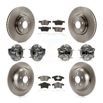 Front Rear Hub Bearing Brake Rotor & Pads Kit (10Pc) For Ford Police Responder Hybrid SSV KBB-126874
