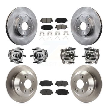 Front Rear Hub Bearing Disc Brake Rotor And Pads Kit (10Pc) For 2016-2020 Kia Sorento FWD KBB-126877