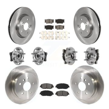 Front Rear Hub Bearing Disc Brake Rotor And Semi-Metallic Pad Kit (10Pc) For Toyota Camry KBB-126879