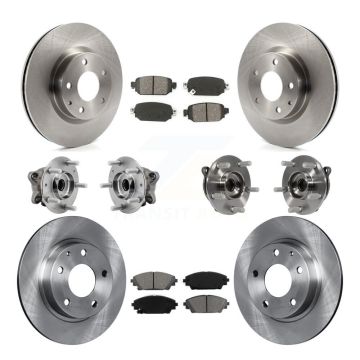 Front Rear Hub Bearing Disc Brake Rotors And Pads Kit (10Pc) For 2019-2021 Mazda CX-3 AWD KBB-126888