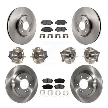 Front Rear Hub Bearings Assembly Disc Brake Rotors And Pads Kit (10Pc) For Hyundai Sonata KBB-126890