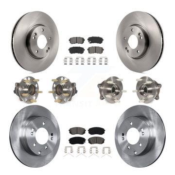 Front Rear Hub Bearings Assembly Disc Brake Rotors And Pads Kit (10Pc) For Hyundai Sonata KBB-126891