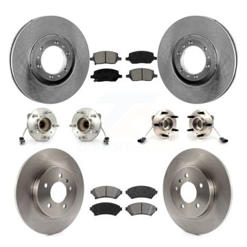 Front Rear Hub Bearing Brake Rotor Pads Kit (10Pc) For 2005 Pontiac Montana 3 Hole Flange KBB-126901