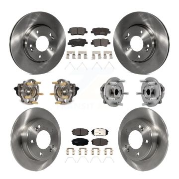 Front Rear Hub Bearing Brake Rotor Pads Kit (10Pc) For 17-19 Kia Soul Naturally Aspirated KBB-126908