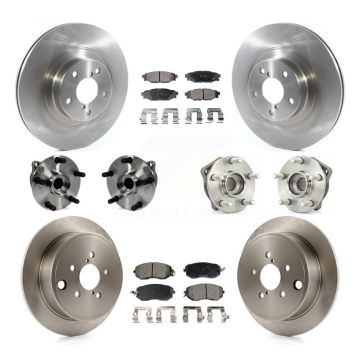 Front Rear Hub Bearings Disc Brake Rotors And Ceramic Pads Kit (10Pc) For Subaru Impreza KBB-126912