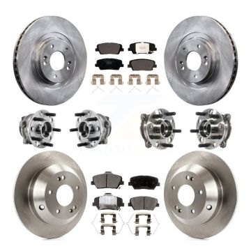 Front Rear Hub Bearing Disc Brake Rotor And Pads Kit (10Pc) For 2016-2020 Kia Sorento FWD KBB-126921