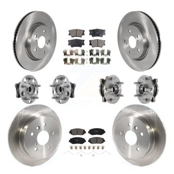 Front Rear Hub Bearings Disc Brake Rotors And Ceramic Pads Kit (10Pc) For Toyota Camry KBB-126925