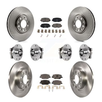 Front Rear Hub Bearings Disc Brake Rotors And Pads Kit (10Pc) For Jeep Renegade Fiat 500X KBB-126928