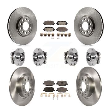 Front Rear Hub Bearing Disc Brake Rotors And Ceramic Pads Kit (10Pc) For Jeep Compass AWD KBB-126929