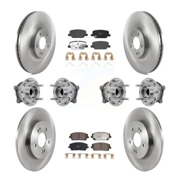 Front Rear Hub Bearing Brake Rotor Pads Kit (10Pc) For Hyundai Palisade Kia Telluride AWD KBB-126932