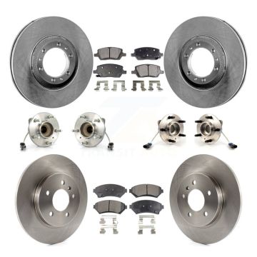 Front Rear Hub Bearing Brake Rotor Pads Kit (10Pc) For 2005 Pontiac Montana 3 Hole Flange KBB-126934