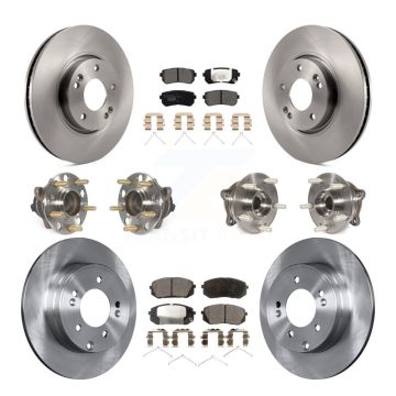 Front Rear Hub Bearings Disc Brake Rotors And Ceramic Pads Kit (10Pc) For Hyundai Sonata KBB-126940