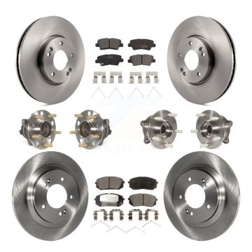 Front Rear Hub Bearings Disc Brake Rotors And Ceramic Pads Kit (10Pc) For Hyundai Sonata KBB-126941