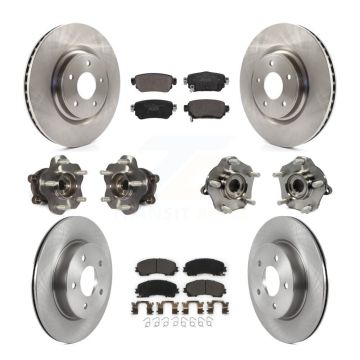 Front Rear Hub Bearings Disc Brake Rotors And Ceramic Pads Kit (10Pc) For Nissan Rogue KBB-126942
