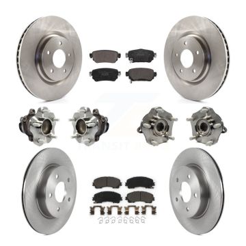 Front Rear Hub Bearings Disc Brake Rotors And Ceramic Pads Kit (10Pc) For Nissan Rogue KBB-126943