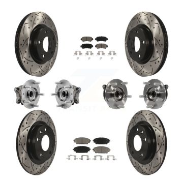 Front Rear Hub Bearing Coated Brake Rotor And Pad Kit (10Pc) For 2016-2018 Mazda CX-3 AWD KBB-126952