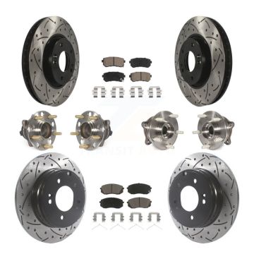 Front Rear Hub Bearings Coated Disc Brake Rotors And Pads Kit (10Pc) For Hyundai Sonata KBB-126954