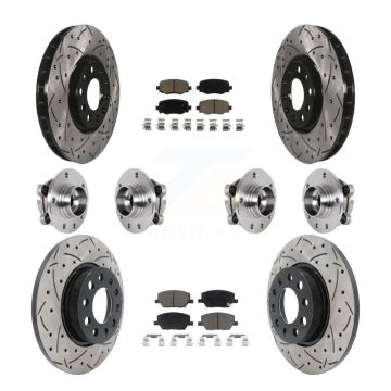 Front Rear Hub Bearing Coated Disc Brake Rotor Pad Kit (10Pc) For Jeep Renegade Fiat 500X KBB-126958
