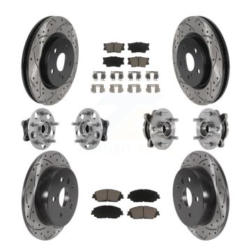 Front Rear Hub Bearings Coated Disc Brake Rotors And Pads Kit (10Pc) For Toyota Camry KBB-126960