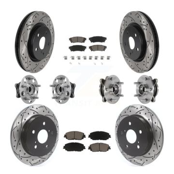 Front Rear Hub Bearing Coated Brake Rotor And Pad Kit (10Pc) For Toyota Camry Lexus ES250 KBB-126962